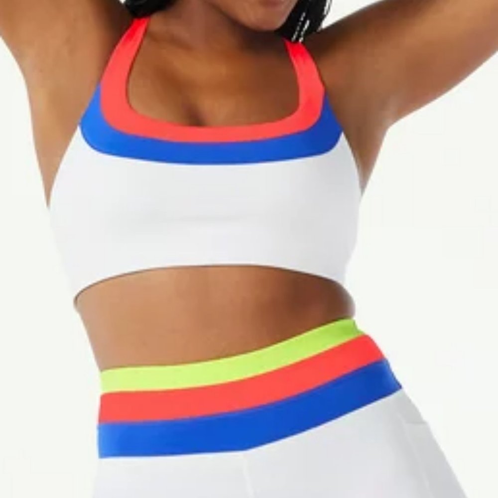HOT Look ! White Love & Sports Sophia Colorband Compression SportsBra